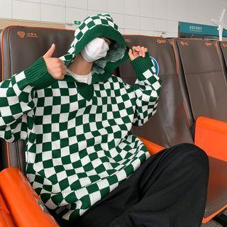 Checkerboard Hooded Sweater