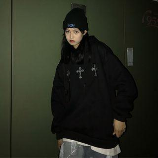 Cross Embellished Hoodie