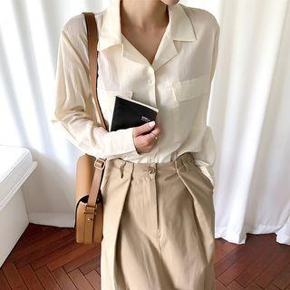 Flap-pocket Front Textured Shirt