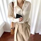 Flap-pocket Front Textured Shirt