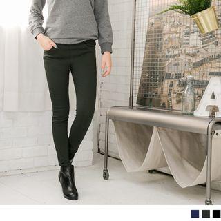 Dot Print Waist Panel Skinny Pants
