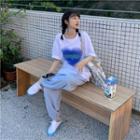 Short-sleeve Heart Print T-shirt + Plain Jogger