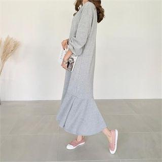 Ruffle-hem Brushed Fleece Lined Pullover Dress