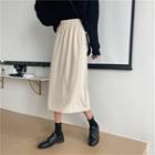 Elastic-waist Woolen Skirt
