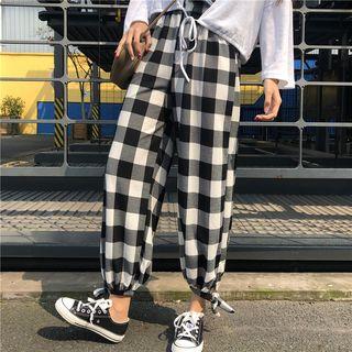 Plaid Crop Pants As Shown In Figure - One Size