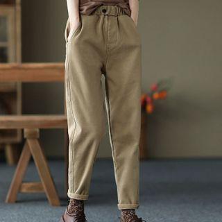 Band Waist Fleece-lined Tapered Pants