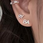 Lettering Asymmetric Ear Stud
