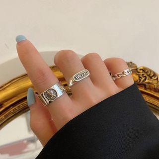 Chain / Lettering / Embossed Sterling Silver Ring