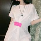 Short-sleeve Asymmetric Number Mini T-shirt Dress