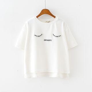 Faux Pearl Short Sleeve T-shirt
