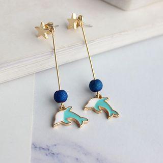 Alloy Dolphin Bobble Dangle Earring As Shown In Figure - One Size