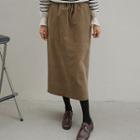 Pocket-side Corduroy Long Skirt