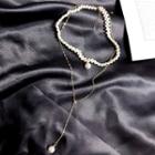 Faux Pearl Y Layered Choker Necklace Gold - One Size