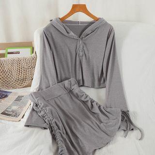 Set: Hood Long-sleeve T-shirt + Pencil Skirt