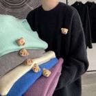 Long-sleeve Bear Plain Knit Sweater