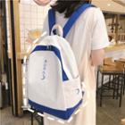Embroidered Japanese Character Color Block Canvas Backpack