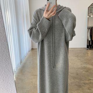 Knit Hooded Midi Shift Dress