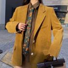 Plain Blazer / Floral Print Neck Tie / A-line Skirt / Shirt / Set
