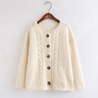Cable Knit Cardigan Off-white - One Size