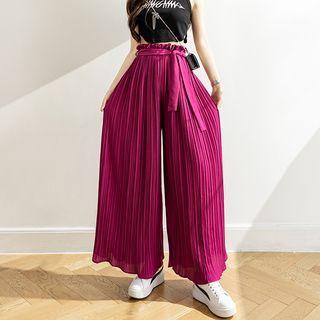 High Waist Accordion Pleat Wide Leg Pants