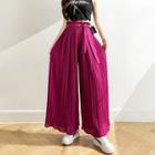 High Waist Accordion Pleat Wide Leg Pants