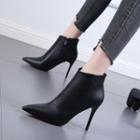 Faux Leather Stiletto-heel Ankle Boots