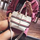 Striped Faux Leather Hand Bag