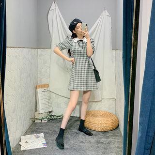 Collared Tweed A-line Mini Dress