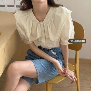 Puff-sleeve Ruffle Collar Blouse