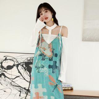 Halter Shirt / Spaghetti Strap Midi Dress