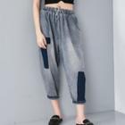 Paneled Cropped Jeans As Shown In Figure - One Size