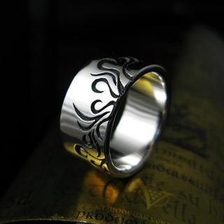 Hand Made Tinted Engraved Sterling Silver Ring