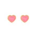 Simple And Romantic Plated Gold Enamel Pink Heart Stud Earrings Golden - One Size