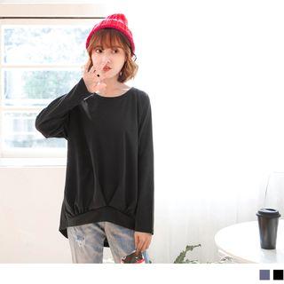 Draped Hem Dipped Back Pullover