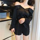 Rhinestone Cold Shoulder Shirt / Shorts