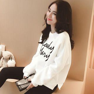 Letter Fleece Lined Sweatshirt