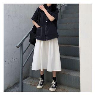 Stitched Short-sleeved Shirt / A-line Skirt