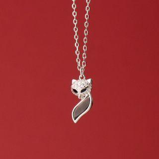 Fox Rhinestone Pendant Sterling Silver Necklace S925 Silver Necklace - Silver - One Size