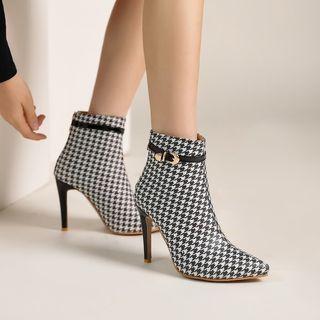 Houndstooth Stiletto-heel Short Boots