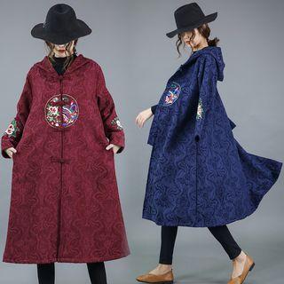 Hooded Patterned Trench Coat