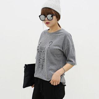 Round-neck Cat Print T-shirt