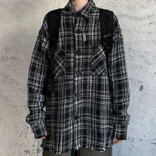 Long Sleeve Woolen Plaid Button-down Jacket