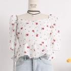 Square-neck Rose-print Peplum T-shirt