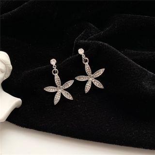 Rhinestone Flower Drop Earring 1 Pair - One Size