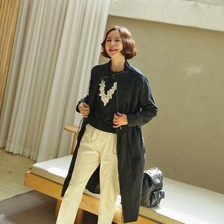 Flap-detail Drawcord-waist Safari Coat