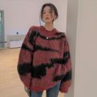 Long-sleeve Striped Faux Fur Sweater