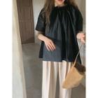 Frill-neck Flared Blouse