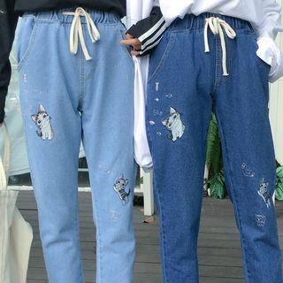 Cat Print Jeans