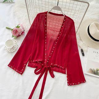 Faux-pearl Detail Lace-up Jacket