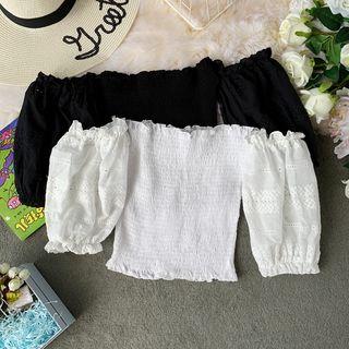 Embroidered Off-shoulder Cropped Top